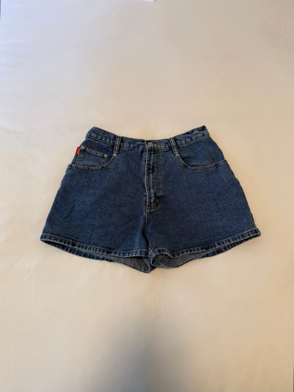 Vintage Dark Blue Denim High-Rise Jean Shorts